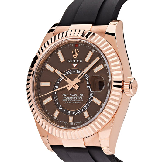2025 Watch Sky-Dweller 326235 Rose Gold Brown Chocolate Dial Oysterflex
