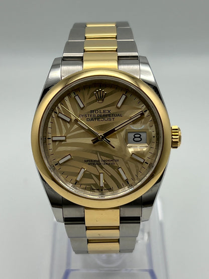 2025 Watch Datejust 126203 Two-Toned Yellow Gold Stainless Steel Palm Motif Dial (2022)