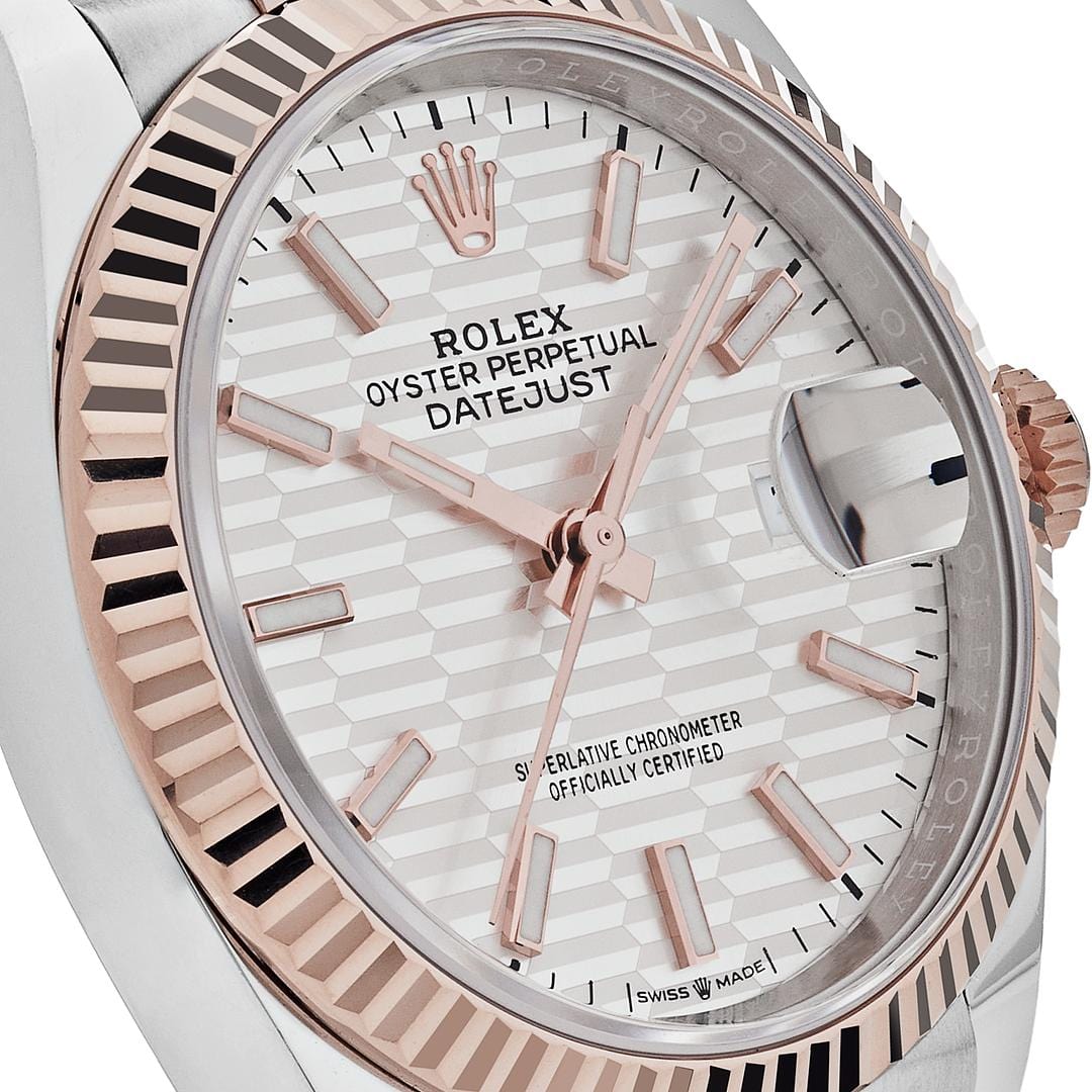 2025 Watch Datejust 126231 Rose Gold Stainless Steel Silver Fluted Motif Dial