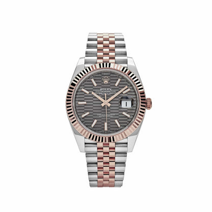 2025 Watch Datejust 126331 Rose Gold Stainless Steel Rhodium Slate Fluted Motif Dial Jubilee (2023)