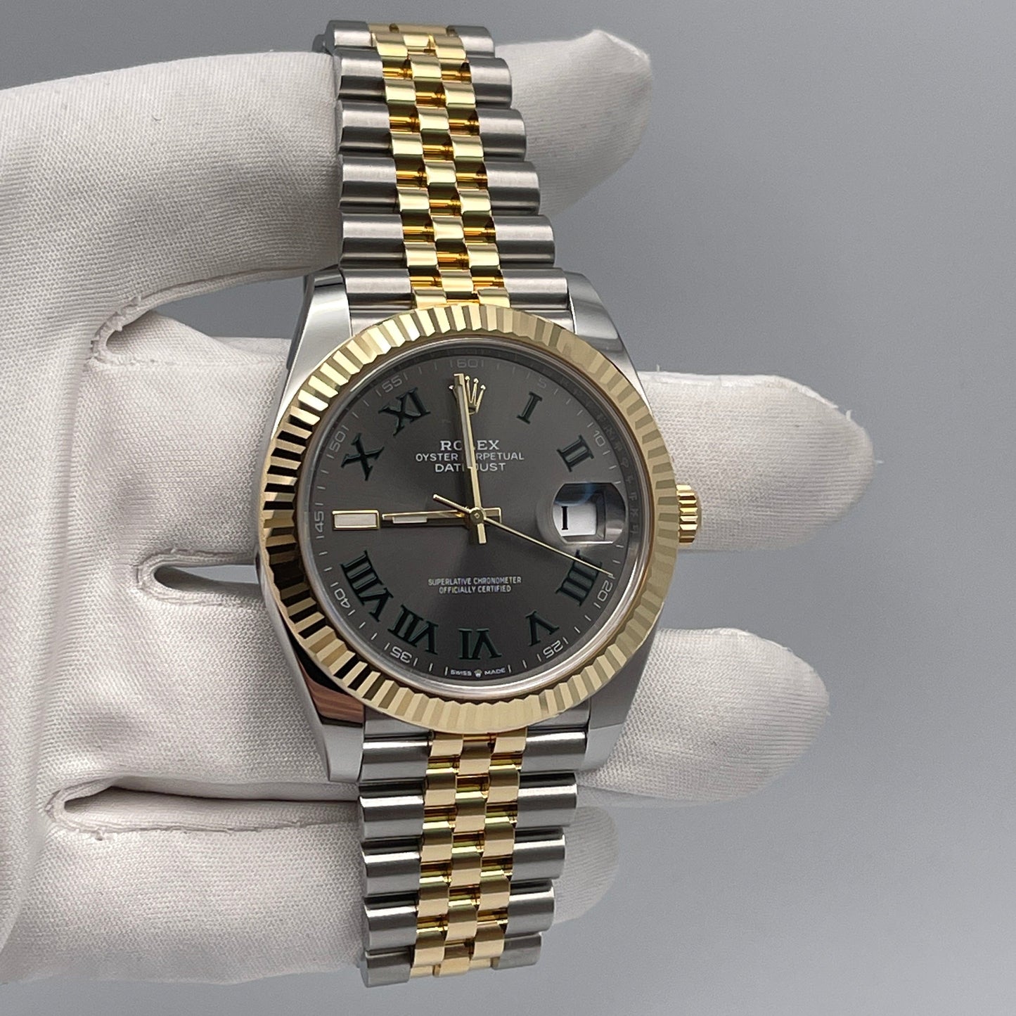 2025 Watch Datejust 126333 'Wimbledon' Yellow Gold Stainless Steel Slate Jubilee