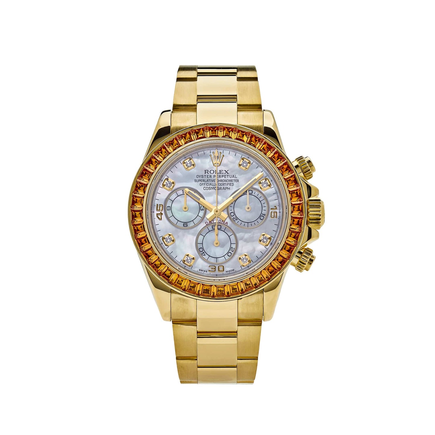2025 Watch Daytona 116578SACO Yellow Gold Sapphire Bezel Mother Of Pearl Dial (2019)