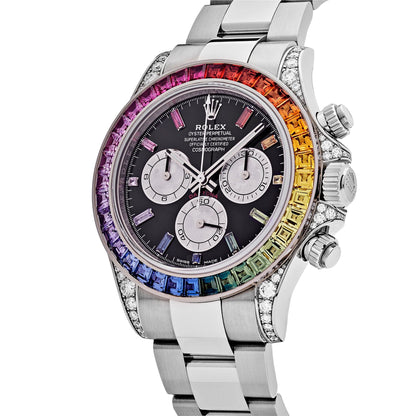2025 Watch Daytona 116599RBOW 'Rainbow' White Gold Black Dial Sapphire Bezel (2023)