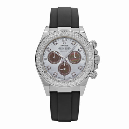2025 Watch Daytona Cosmograph 126589RBR White Gold Diamond Mother of Pearl Dial Diamond Bezel